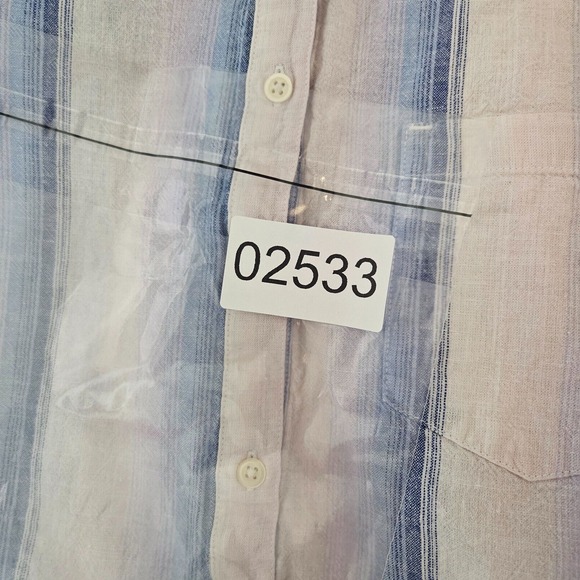 Gap Shirt Women Size Medium Linen Blend 1/2 Button Blue Pink White Striped - M - Picture 12 of 12